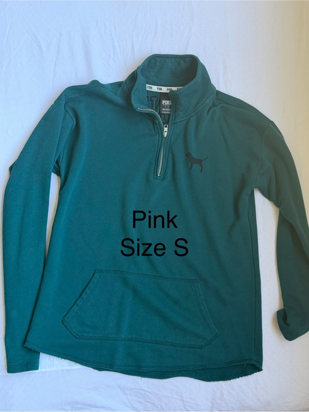 PINK Victoria's Secret Teal Quarter-Zip V-Neck Sweater